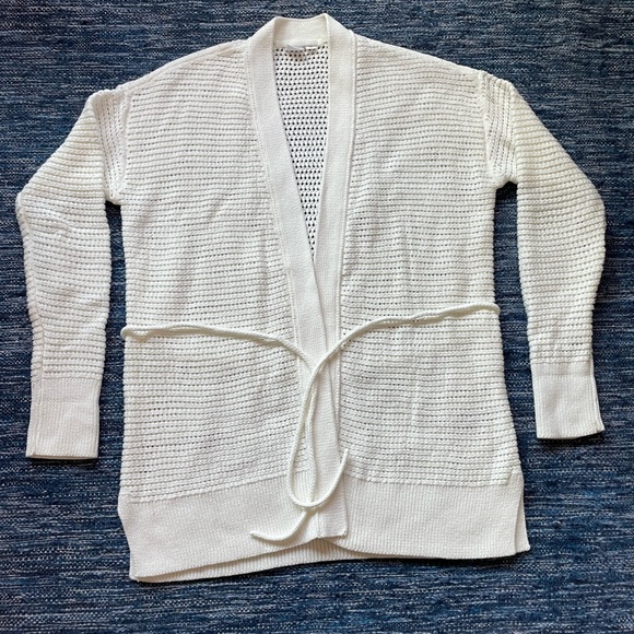 NWOT Crochet cream cardigan with tie waist - Picture 6 of 6